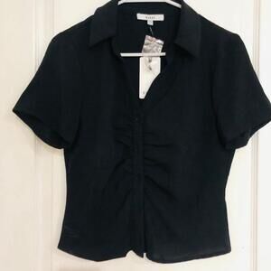 NWT‎ Women's Ro&De Black Short Sleeve Button Up Blouse Size Small